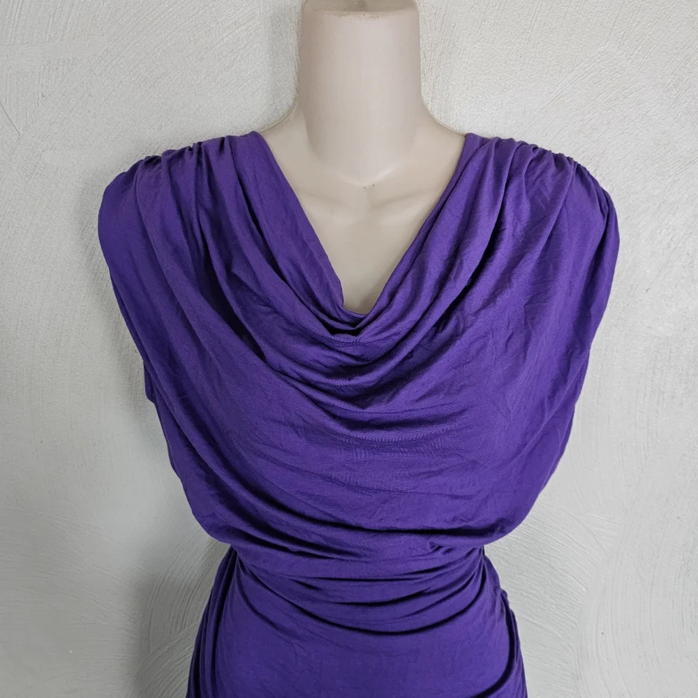 OUGES Purple Scoop Neck Sleeveless Ruched Casual … - image 6